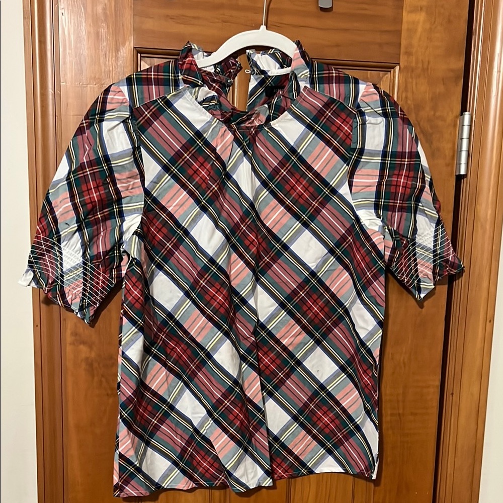 Casual Red and Blue Button Down Shirt